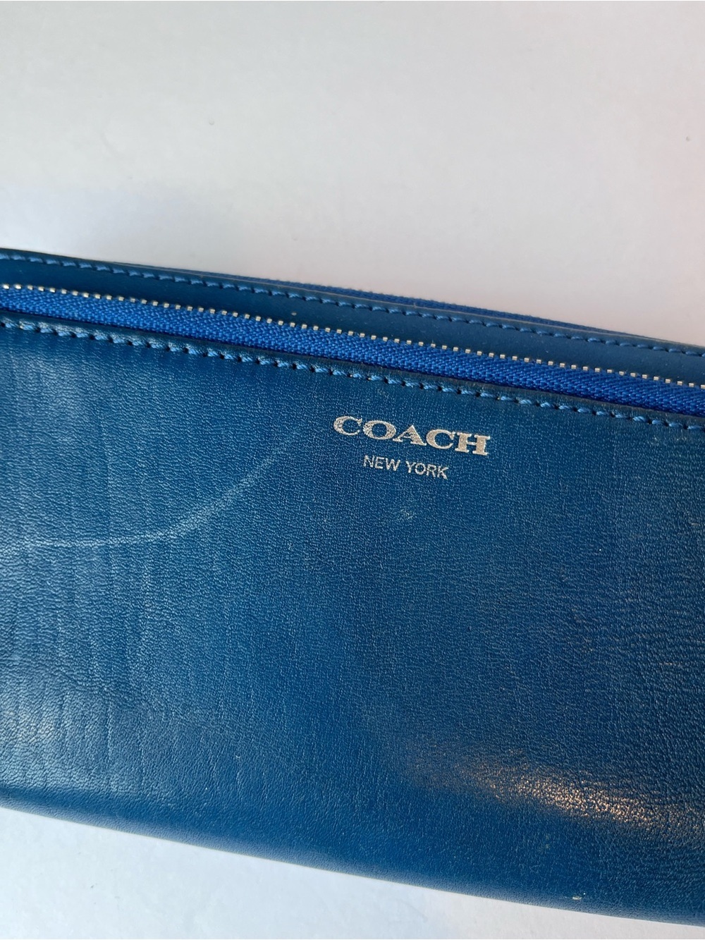 Coach Blue Leather Double Zip Wallet Clutch - Picture 5 of 12